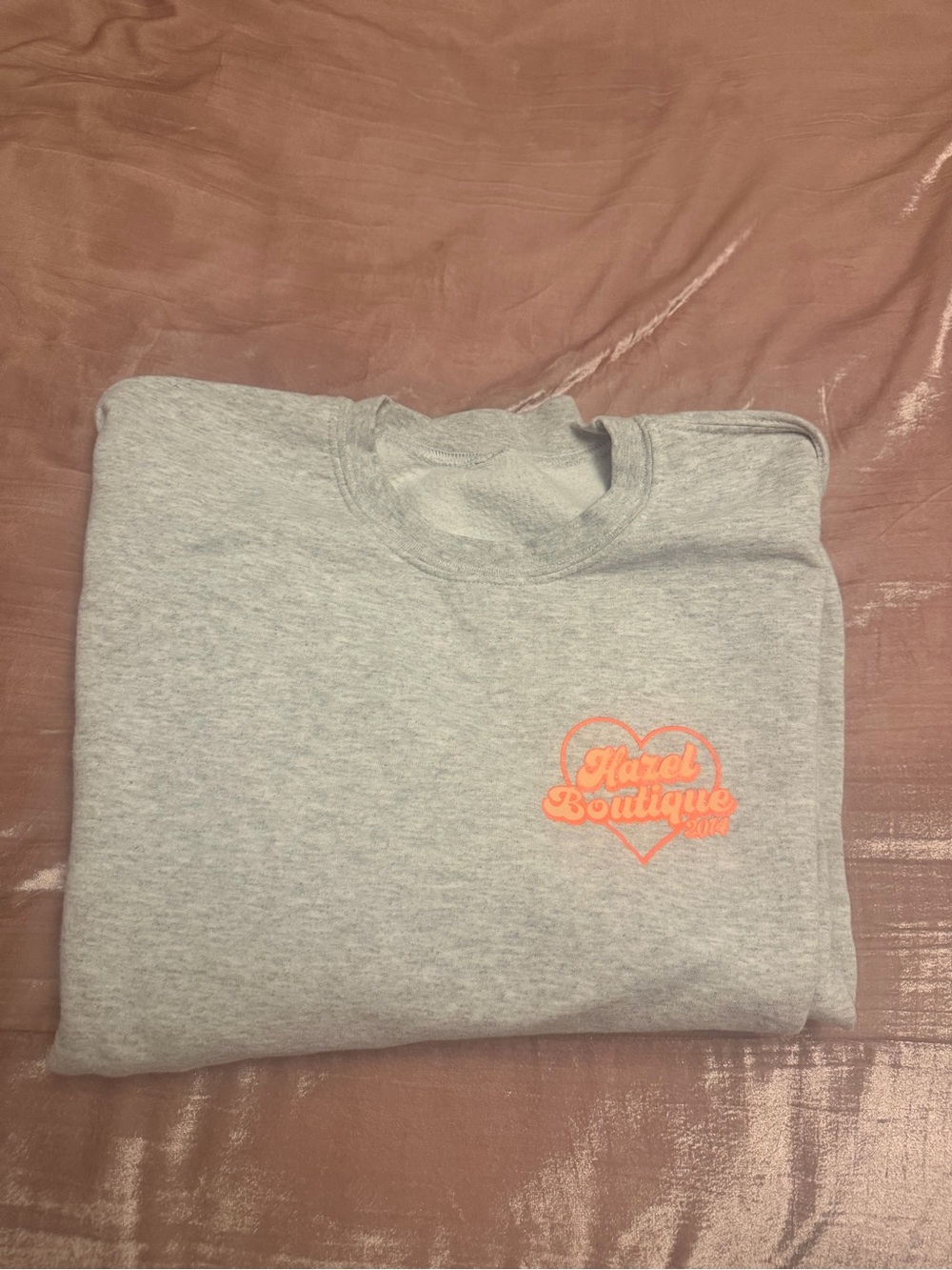 Hazel Boutique Gray Crewneck Sweatshirt with Coral Logo